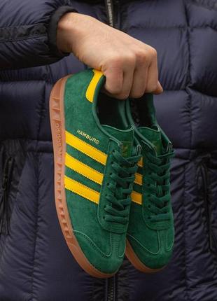 Мужские кроссовки adidas hamburg green yellow 444 фото