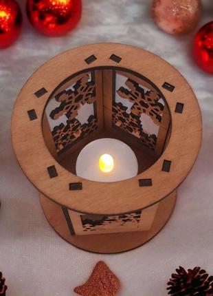 Новогодний декоративный светильник ночник "снежинка" подсвечник для чайных свечей4 фото