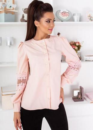 Жіноча блуза з рукавами з мереживом розмір рожевого кольору р.42/44 374552