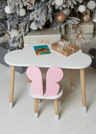 Деревянный столик и стульчик для ребенка, детский стол и стульчик, детский столик белый10 фото