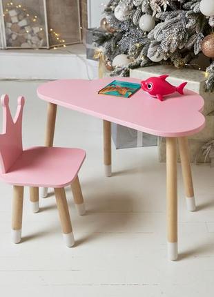 Детский столик тучка и стульчик коронка розовая. столик для игр, уроков, еды8 фото