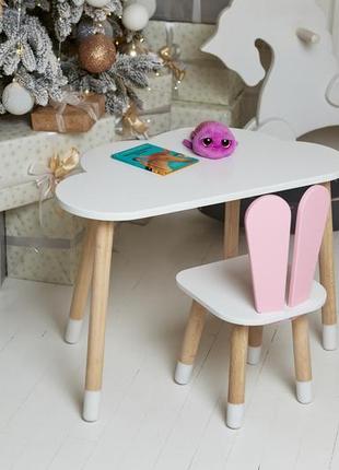 Детский стол и стульчик, деревянный столик и стульчик для ребенка, детский столик белый4 фото