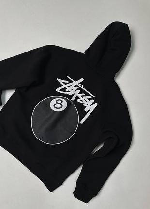 Худі stussy чорний black ball (фліс)| стуссі стусі ск8 sk8 скейт худі стиль бирки s m l xl с м л хл