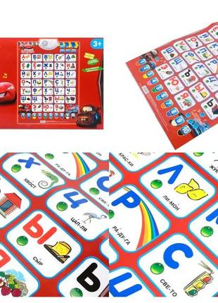 Детский интерактивный плакат говорящий букваренок - азбука " тачки, молния маквин " на русском языке ( 7289 )1 фото
