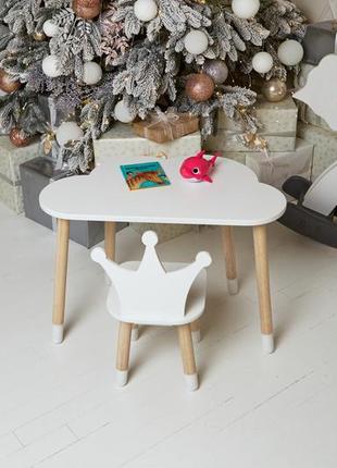 Дитячий столик і стільчик, дитячий дерев’яний стіл та стільчик, білий дитячий столик2 фото