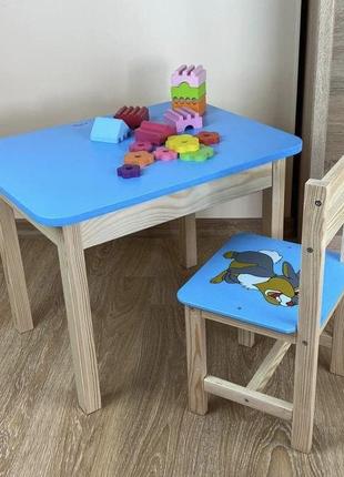 Столик и стульчик для ребенка, деревянный детский стол с ящиком и стульчик7 фото