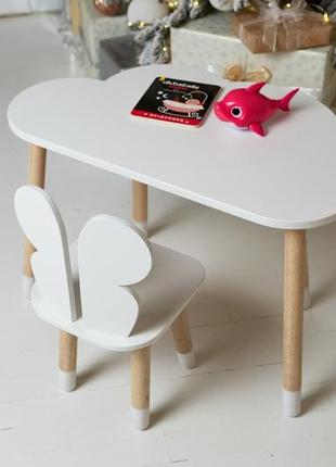 Деревянный столик и стульчик для ребенка, детский стол и стульчик, детский столик белый3 фото