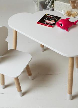 Деревянный столик и стульчик для ребенка, детский стол и стульчик, детский столик белый8 фото