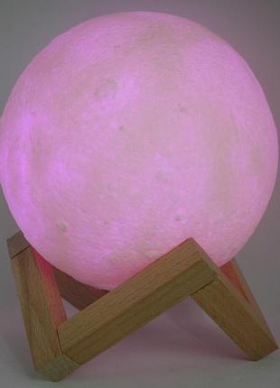 Нічник світильник місяць 3d різнокольоровий реалістичний великий на акумуляторі moon lamp зарядка від usb лед led