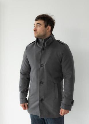 Пальто чоловіче кашемірове до 0°с dest сіре пальто коротке весняне осіннє демісезонне