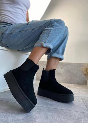Угги женские в стиле ugg neumel chelsea black platform premium
