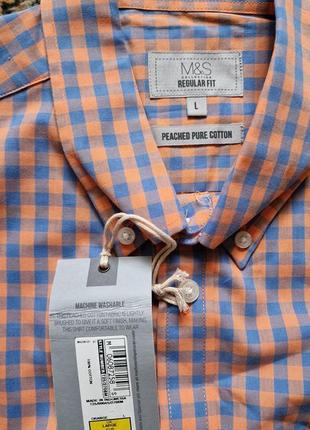 Фирменная английская хлопковая рубашка рубашка marks &amp; spencer, новая с бирками, размер l.5 фото