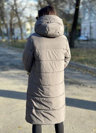 Жіноче зимове пальто великих розмірів сірого кольору2 фото