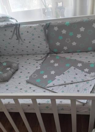 Бортики захист в ліжечко набір дитяче постільна білизна7 фото