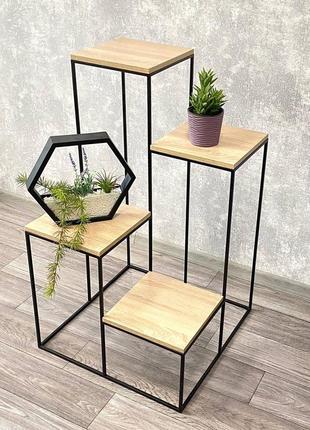 Подставка для цветов и декора "флоренция макси", 830х600х600мм loft, полки дуб сонома