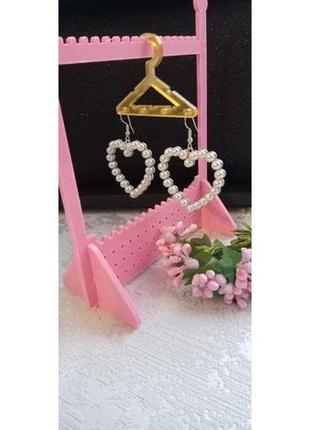 Сережки серця з перлами. біжутерія.