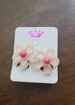 Дитячі кліпси для вух сережки гарні для дівчинки дівчат прикраси біжутерія обманки рожеві квіточки