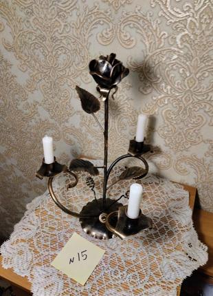 Підсвічник декоративний кований "роза"1 фото