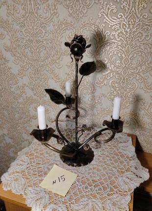 Підсвічник декоративний кований "роза"3 фото