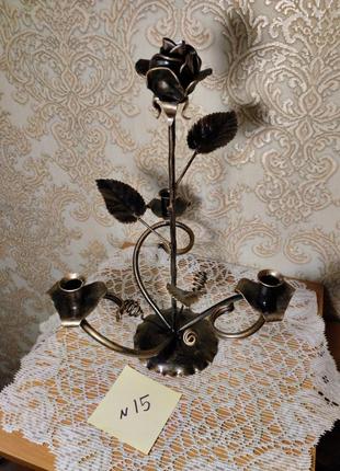 Підсвічник декоративний кований "роза"2 фото