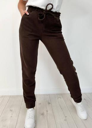Карго штани фліска флісові на флісі теплі брюки спортивні висока посадка резинки манжети брюки джогери