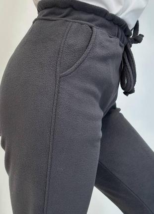 Карго штани фліска флісові на флісі теплі брюки спортивні висока посадка резинки манжети брюки джогери2 фото