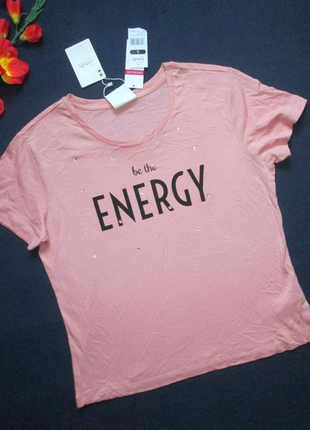 Незрівнянна фірмова стильна бавовняна пулровая футболка з написом і стразами sybilla