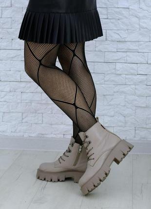 Стильные женские зимние ботинки из натуральной кожи визон m-121 фото