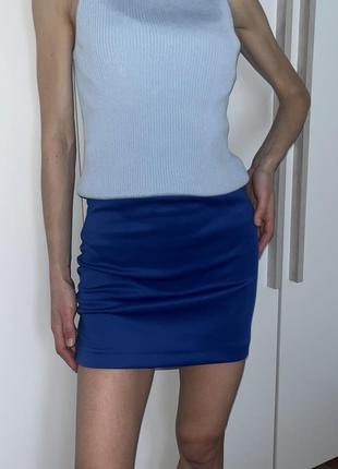 Синяя мини-юбка-электрик мины юбка xs-s4 фото