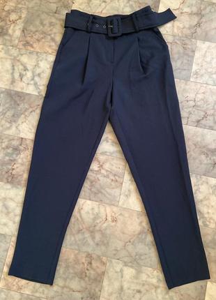 Классические синие брюки с поясом primark3 фото