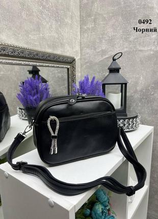 Черная практичная универсальная стильная качественная сумочка