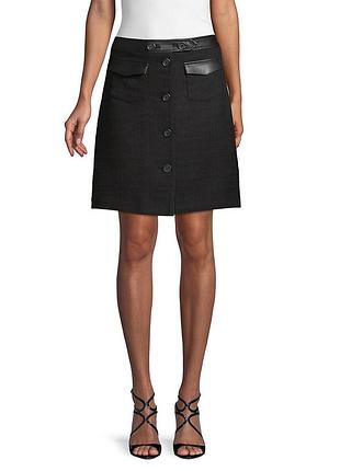 Юбка твидовая со вставками из экокожи karl lagerfeld s-m