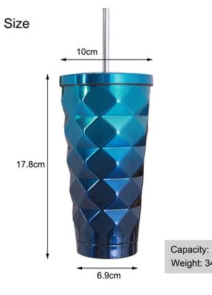 Термокружка , чашка для кави   металева з кришкою та трубочкою4 фото