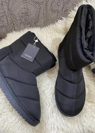 Новые модные чёрные дутики осенне/ зимние ботинки 40,5-41 р oysho4 фото