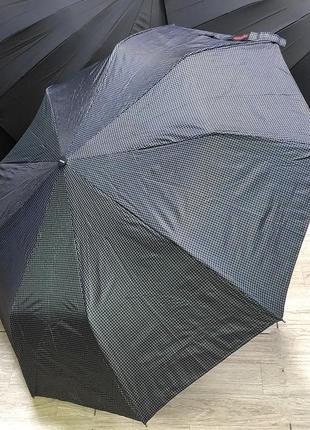 Зонт черный стильный прочный 9 спиц "анти ветер" клетка2 фото