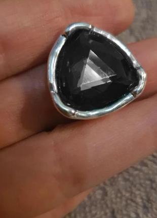 Масивне сріблясте кільце с зеленым чорним камнем серебристое кольцо черное7 фото