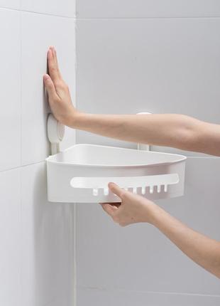 Корзина для мыла настенная для ванной комнаты на вакуумных присосках угловая 255×255×105мм (9784293) ve-335 фото