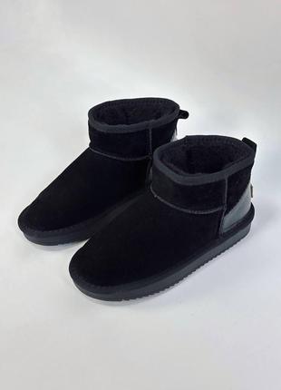 Женские сапоги ugg sand черные угги короткие замшевые с мехом (bon)