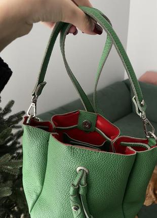 Залена сумка з еко шкіри3 фото