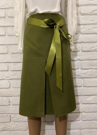 Спідниця, вінтажна, юбка, міді, трапеція, зеленого кольору, розширена, а-силуету,