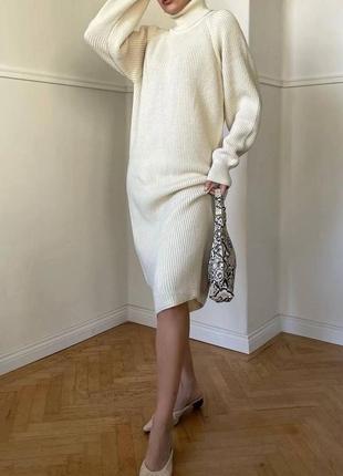 Женское трикотажное теплое вязаное платье миди,женское трикотажное вязаное тёплое энгровавое платье в рубчик5 фото