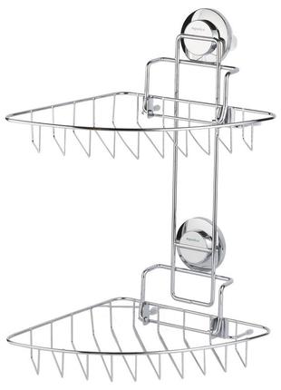 Кошик для мила настінний для ванної кімнати на вакуумних присосках подвійний 212×252×373мм (9783832) ve-333 фото