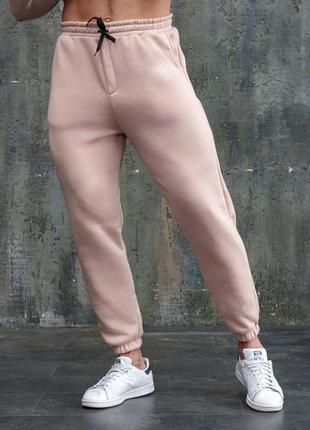Чоловічий зимовий спортивний костюм бежевий плюшевий без капюшона комплект флісовий кофта + штани (bon)5 фото