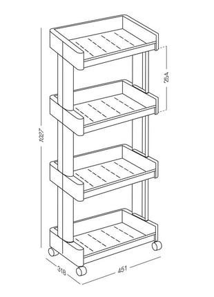 Етажерка 4-рівнева з колесами (біла)6 фото