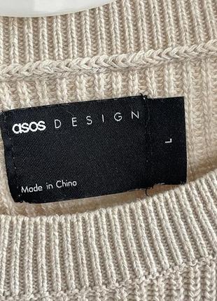 Женский бежевый вязаный свитер оверсайз asos5 фото