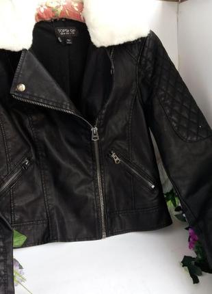 Эффектная кожаная курточка куртка косуха (с мехом в комплекте), плотная эко кожа, topshop5 фото