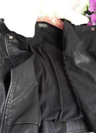Эффектная кожаная курточка куртка косуха (с мехом в комплекте), плотная эко кожа, topshop7 фото
