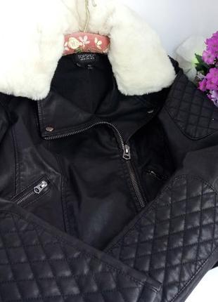 Эффектная кожаная курточка куртка косуха (с мехом в комплекте), плотная эко кожа, topshop9 фото
