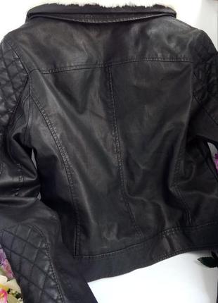 Эффектная кожаная курточка куртка косуха (с мехом в комплекте), плотная эко кожа, topshop8 фото