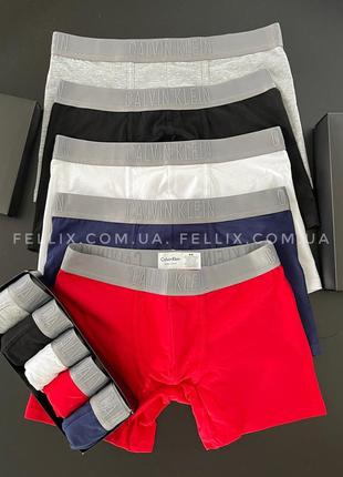 Мужской набор трусов келвин кляйн calvin klein striped long,набор 5шт в коробке. fellix чоловічий набір трусів